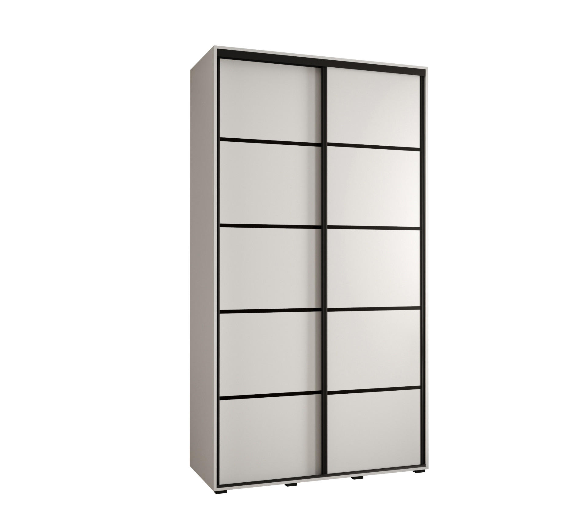 Abiks Möbel Schwebetürenschrank Weiß, Weiß, Schwarz 130x235x60 cm