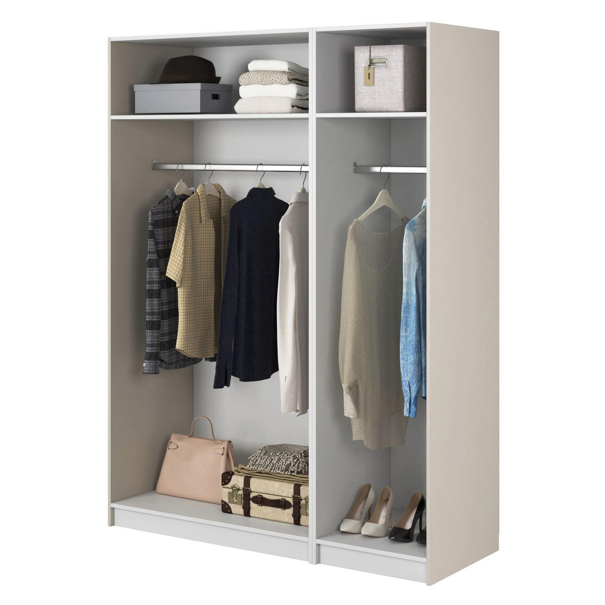 KLEIDERSCHRANK Moonir Greige 150 cm - Taupe/Goldfarben, Holzwerkstoff/Metall (150/200.5/57cm) - Selsey