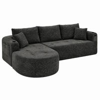 ECKSOFA L-Form Schwarz mit Becherhalter und Seitentaschen - Schwarz, Textil (170/255cm) - Meubliv