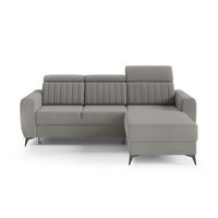 ECKSCHLAFSOFA Connor I verstellbare Kopfstützen, Dunkelbeige - Beige/Schwarz, Textil (238/176cm) - Beautysofa
