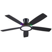 DECKENVENTILATOR Schwarz 132 cm mit RGB-LED und leisem DC-Motor - Schwarz, Metall (132/132/22cm) - Surtime