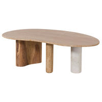 COUCHTISCH Sheesham 100x65x31 natur sandgestrahlt lackiert / Marmor weiß ORGANIC COLLECTION #31 - Braun, Holzwerkstoff (65/100/31cm) - Massivmoebel24
