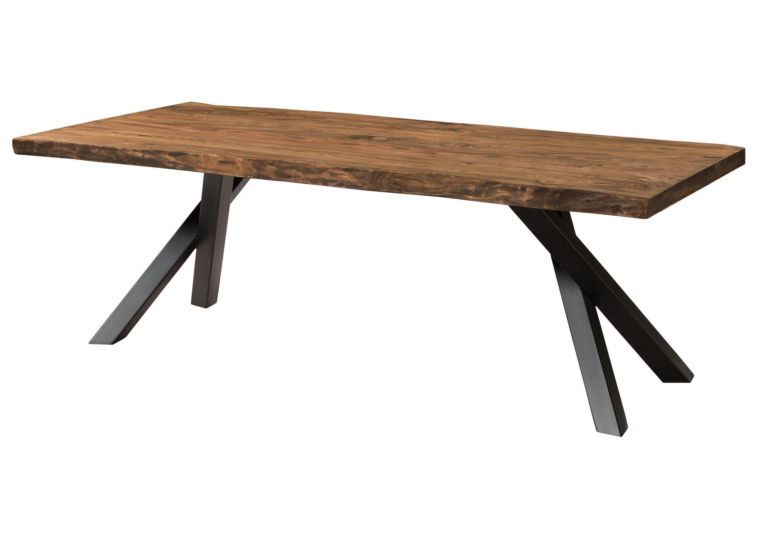 BAUMTISCH Sheesham 220x100x76 natur gebeizt / A-Gestell anthrazit matt FREEFORM 5 - Braun, Holz (100/220/76cm) - Massivmoebel24