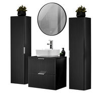 BADMÖBEL-SET 4-TLG. Adelaide-56 - Schwarz, Holzwerkstoff (160/200/47cm) - Lomado