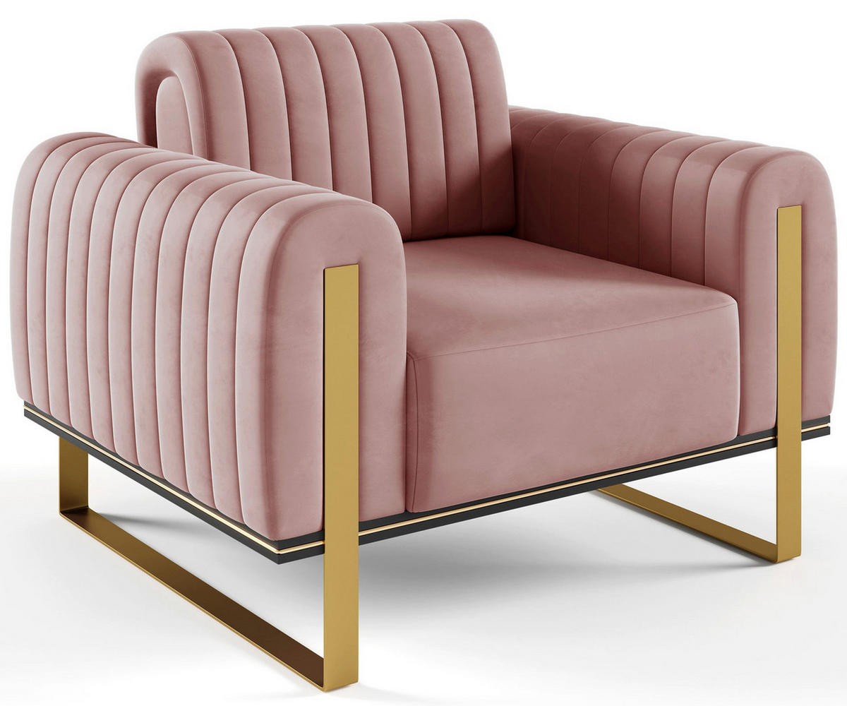 SESSEL Parissa 106 cm - Pink/Goldfarben, Holz/Metall (106/79/92cm) - Selsey
