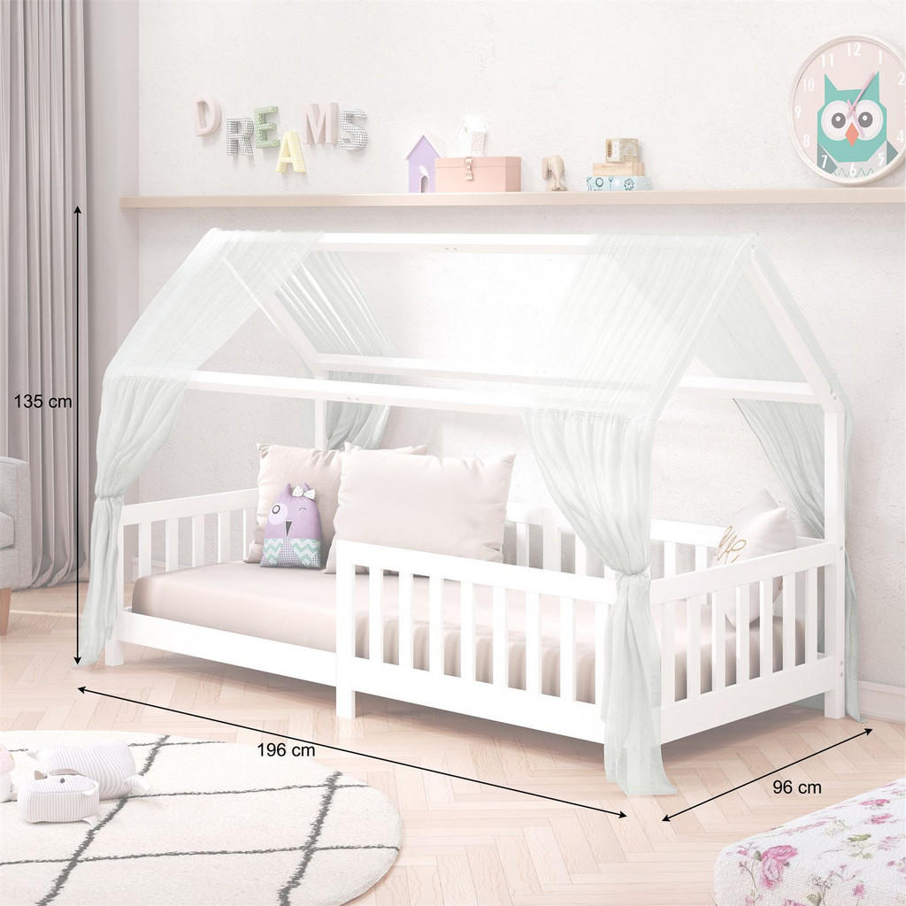 Thumbnail - Idimex Hausbett, Weiß, Holz, Kiefer, Mode, 96x135x206 cm, FSC Mix, Kinder- & Jugendzimmer, Kindermöbel, Kinderbetten, Ha...