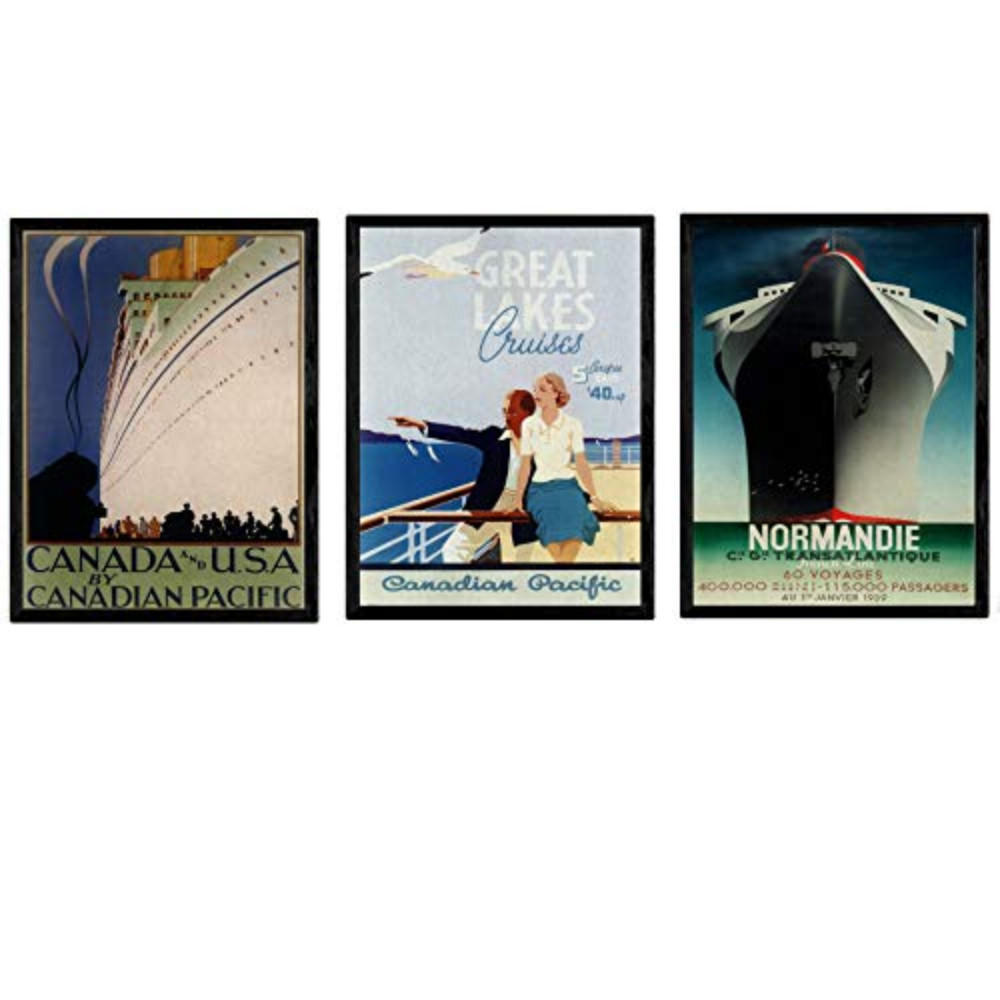 POSTER Set Mit 3 Drei Jahrgang Blätter Kreuzfahrt A4 Rahmenlos - Klar, Papier (29.7/5/21cm) - Nacnic