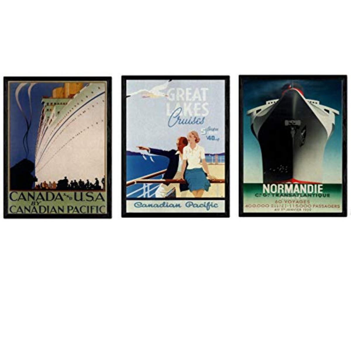 POSTER Set Mit 3 Drei Jahrgang Blätter Kreuzfahrt A4 Rahmenlos - Klar, Papier (29.7/5/21cm) - Nacnic