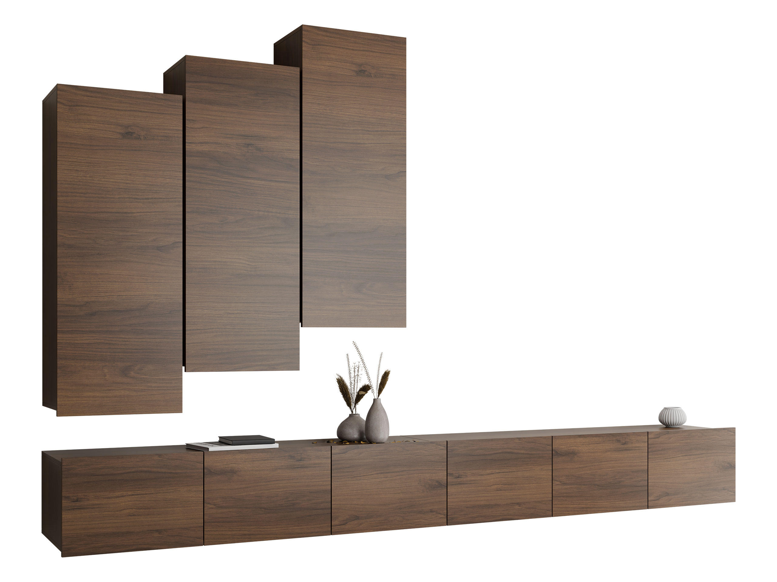 WOHNWAND Calabrini XX - Nussbaumfarben, Holzwerkstoff (300/34/43cm) - MIRJAN24