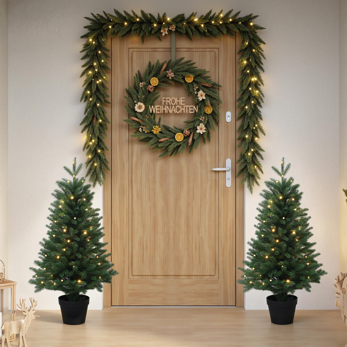 KÜNSTLICHER Weihnachtsbaum 90 cm mit Beleuchtung und Timer - Grün, Kunststoff (60/93cm) - Hometopia