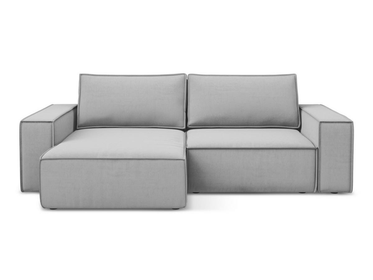 ECKSOFA mit Schlaffunktion Samt Stoff Grau - Schwarz/Grau, Kunststoff/Textil (148/257cm) - Makamii