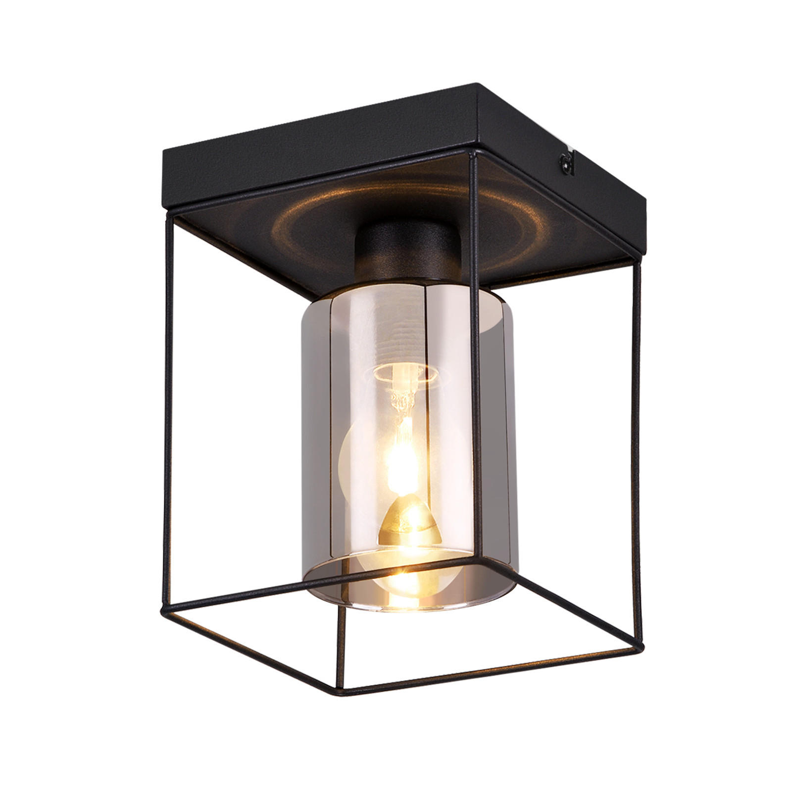 LED-DECKENLEUCHTE Korngrafenhainbach 15.0/20.0/15.0 cm - Schwarz, Glas (15/15/20cm) - ZMH