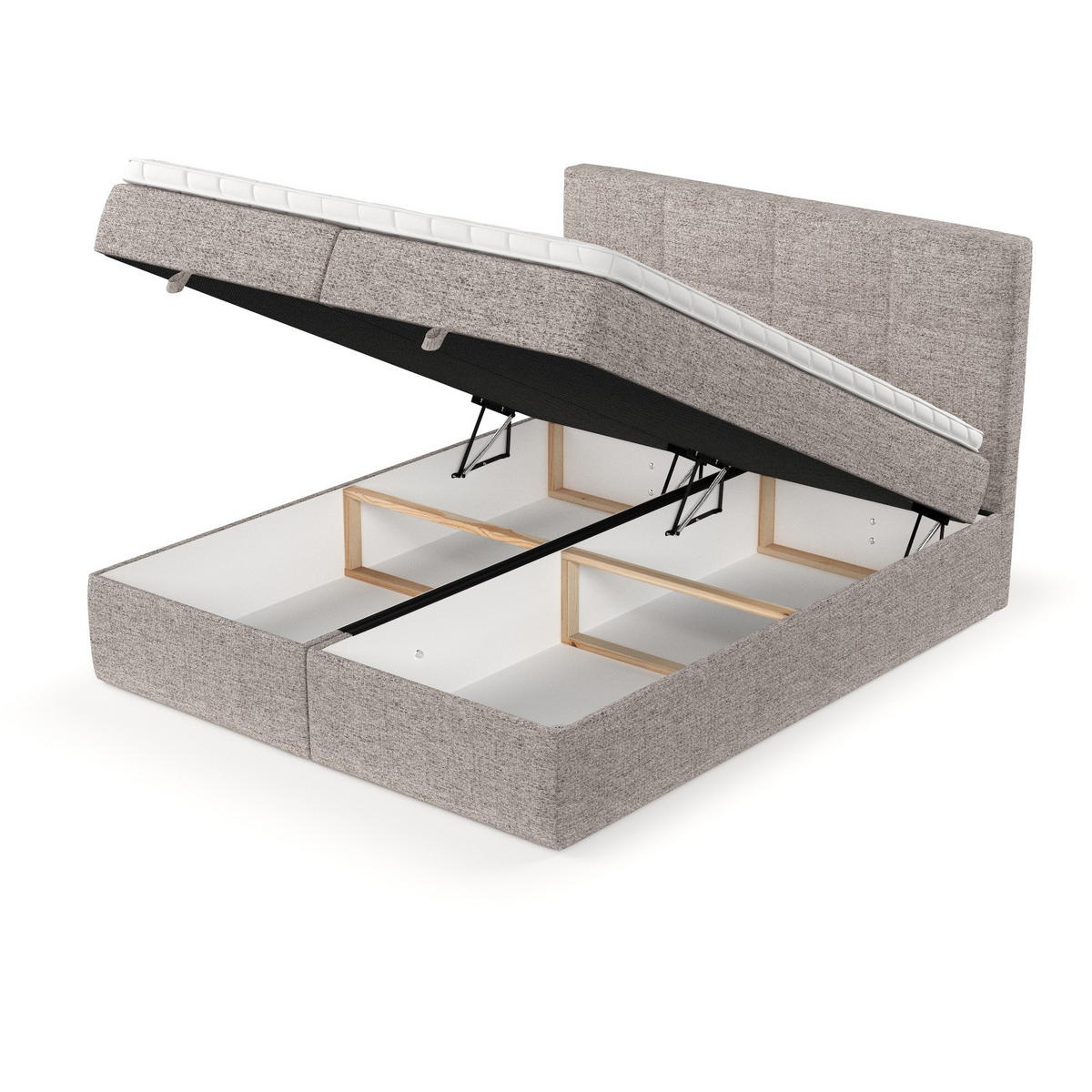 BOXBETT Velto 200/200 cm Beige im Neve Stoff - Beige/Schwarz, Holz/Holzwerkstoff (200/200cm) - AltaBeds