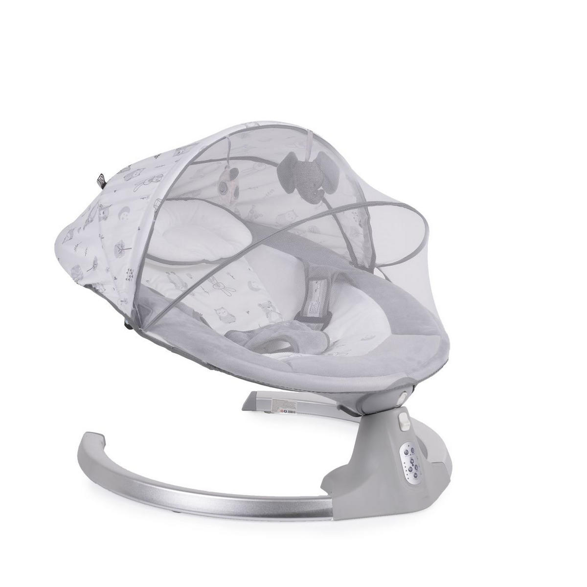 BABYWIPPE Ari grau Bluetooth, 5 Schaukelgeschwindigkeiten, Moskitonetz, 3-Punkt-Gurt - Grau, Metall - Cangaroo