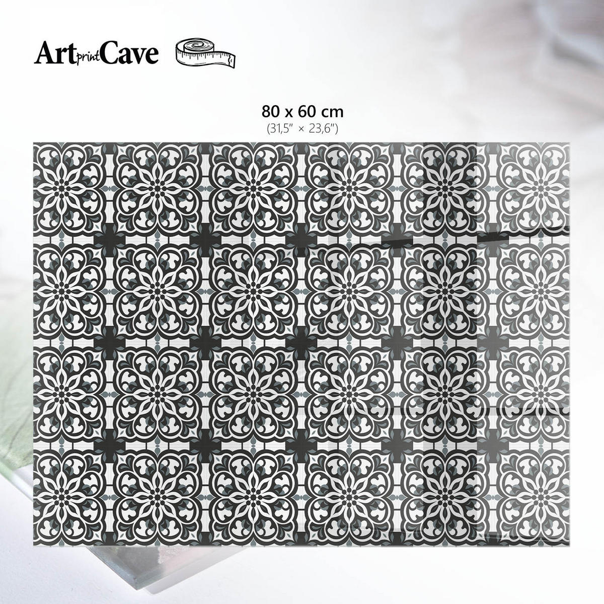 GLASPLATTE 80x60 cm – Gefliestes Muster - Schwarz, Glas (0.4/80/60cm) - ArtPrintCave