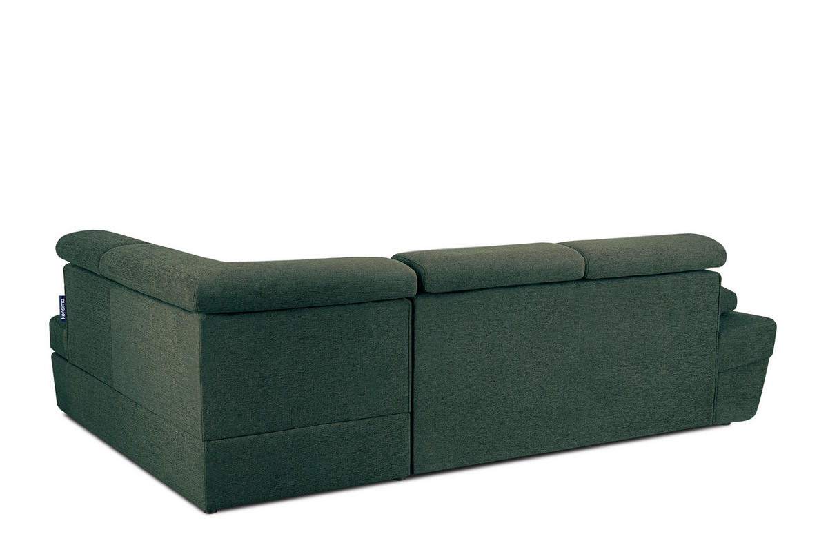 SCHLAFECKSOFA RATLO rechts 4/5-Sitzer mit Bettkasten in Lederoptik, grün - Silberfarben/Grün, Textil (270/190cm) - KONSIMO®