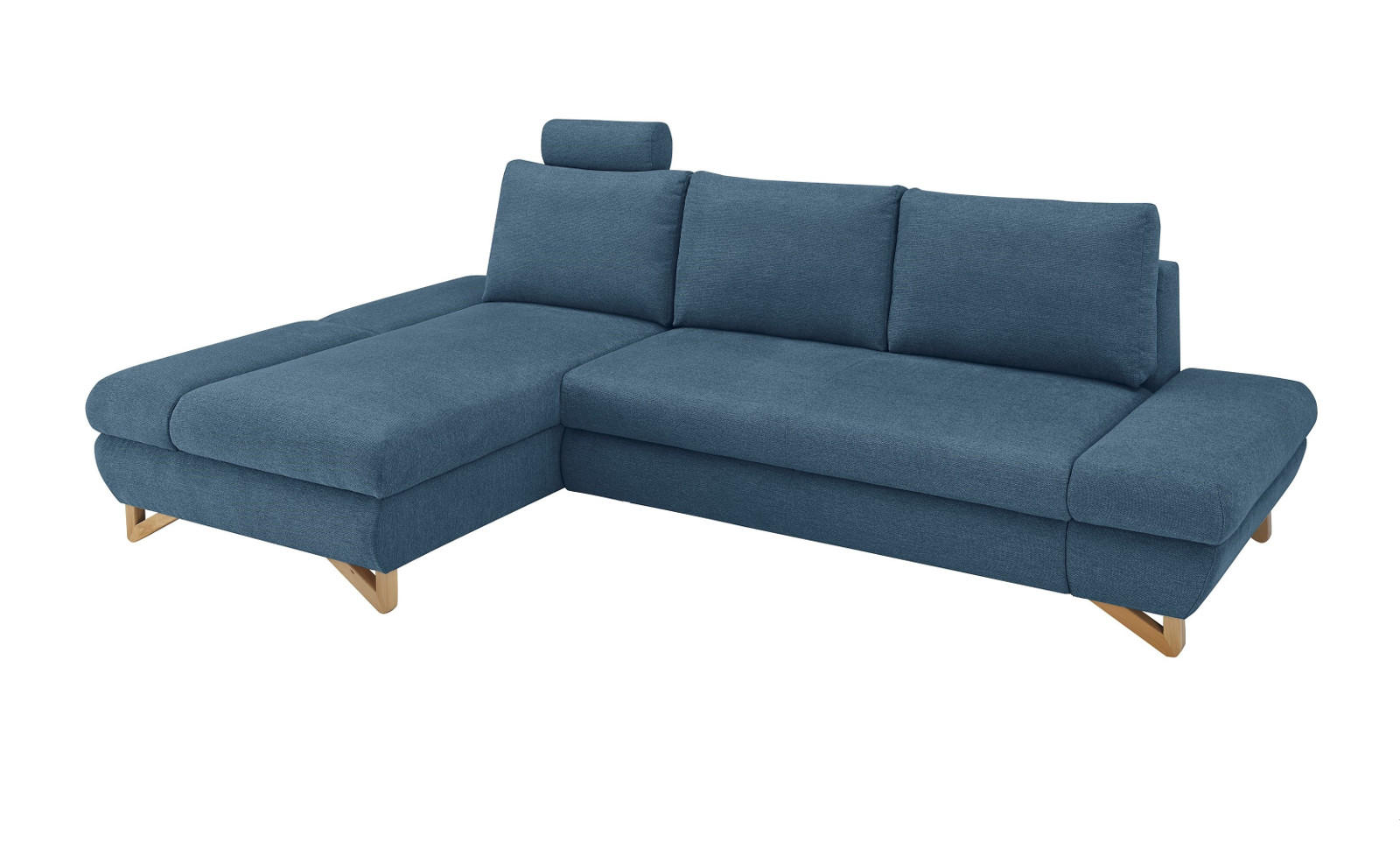 ECKSOFA blau Struktur-Stoff, Wohnzimmer Sofa - Blau, Holz/Textil (166/284cm) - Furn.Design