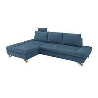 ECKSOFA blau Struktur-Stoff, Wohnzimmer Sofa - Blau, Holz/Textil (166/284cm) - Furn.Design