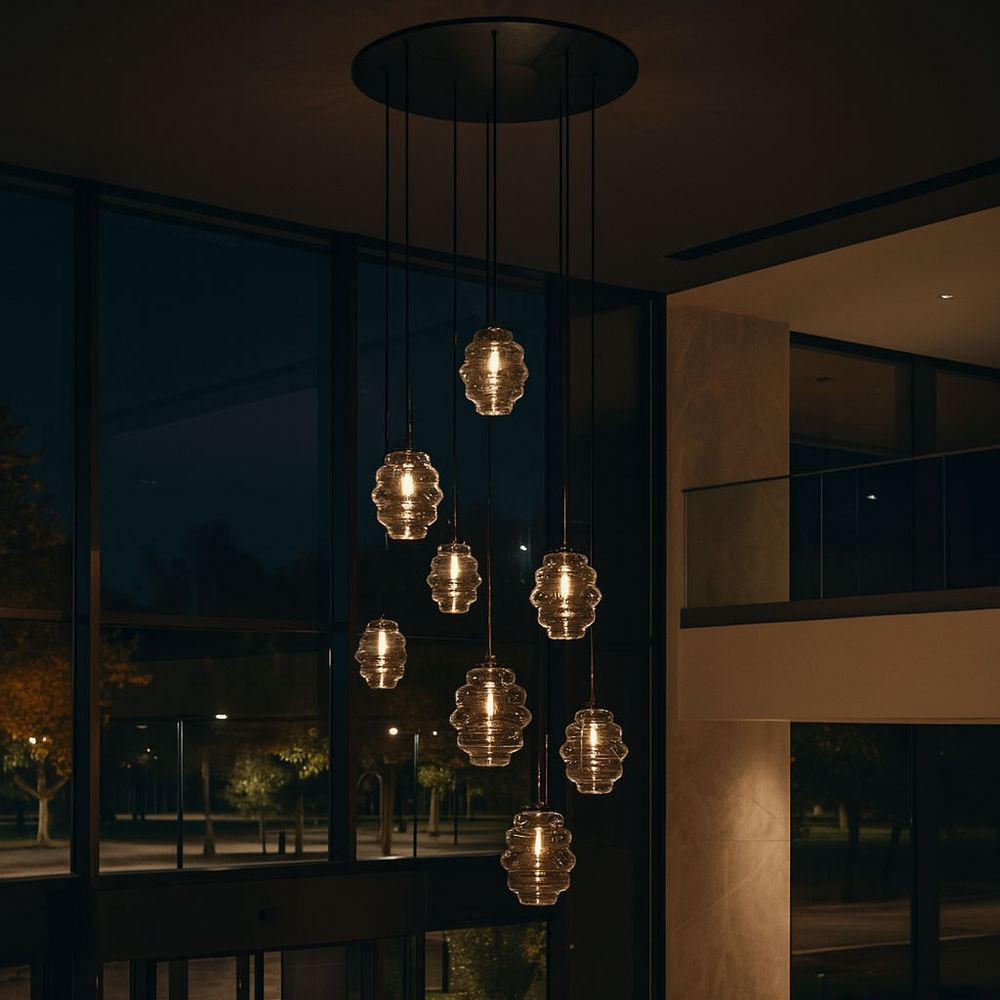 GALERIELEUCHTE Echos 8-flammig Braun Ø 18/25cm - Braun/Weiß, Glas (18/18/20cm) - s.luce