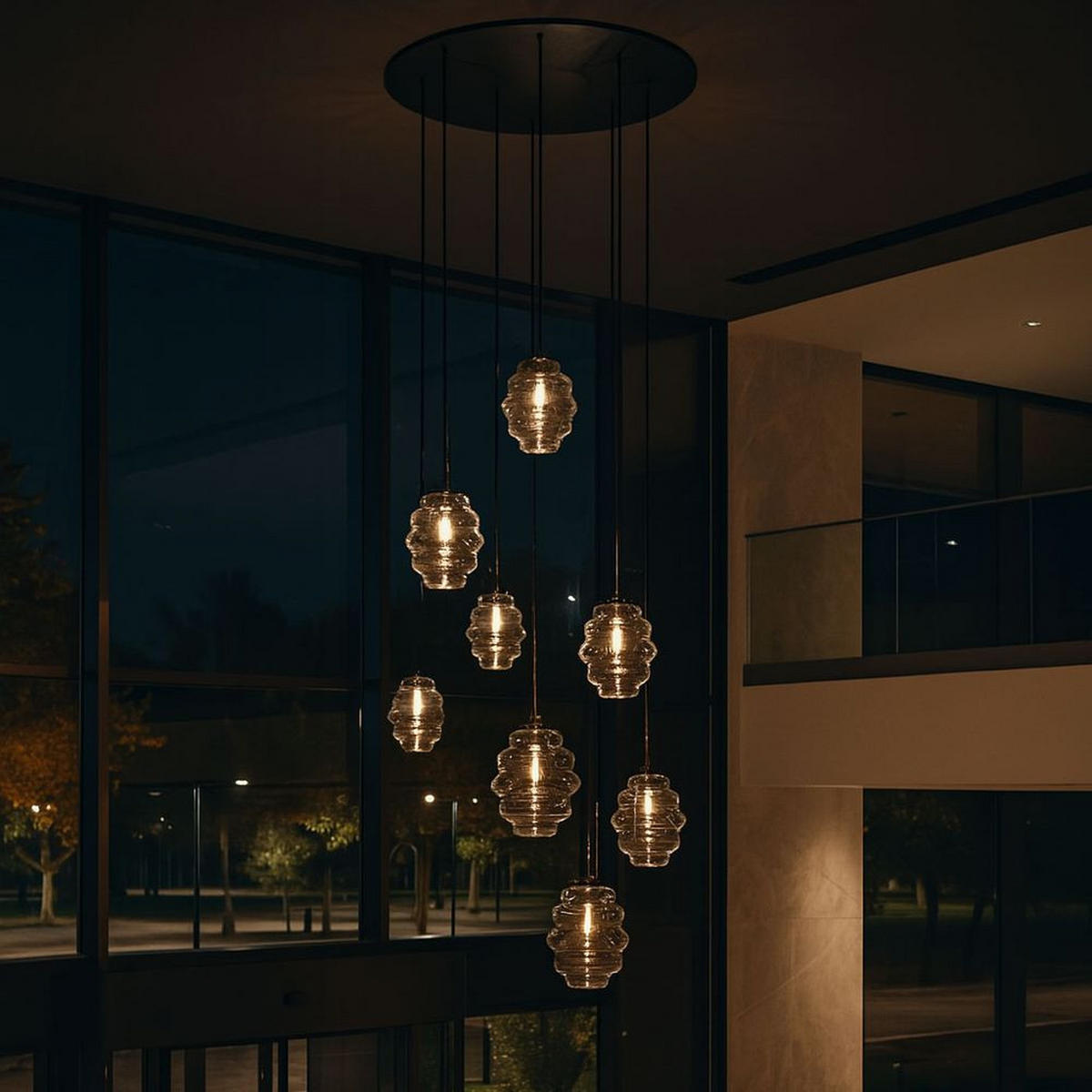 GALERIELEUCHTE Echos 8-flammig Klar Ø 18/25cm - Klar/Schwarz, Glas (18/18/20cm) - s.luce