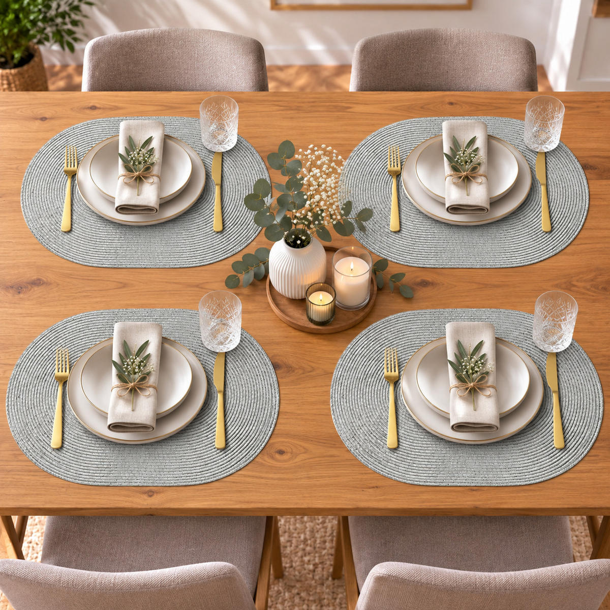PLATZSET 4er Set Polypro Silber 45/30 cm - Silberfarben, Kunststoff (30/45cm) - TiborTex