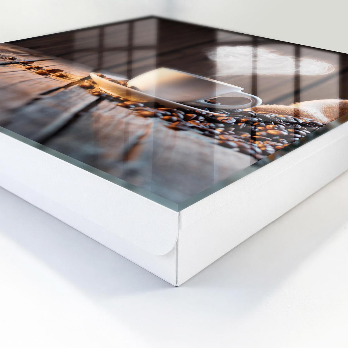 SCHLÜSSELBOX Weiß 30x30 cm – Türöffnung nach rechts - Kaffeeherz - Braun, Metall (30/30/5cm) - TULUP
