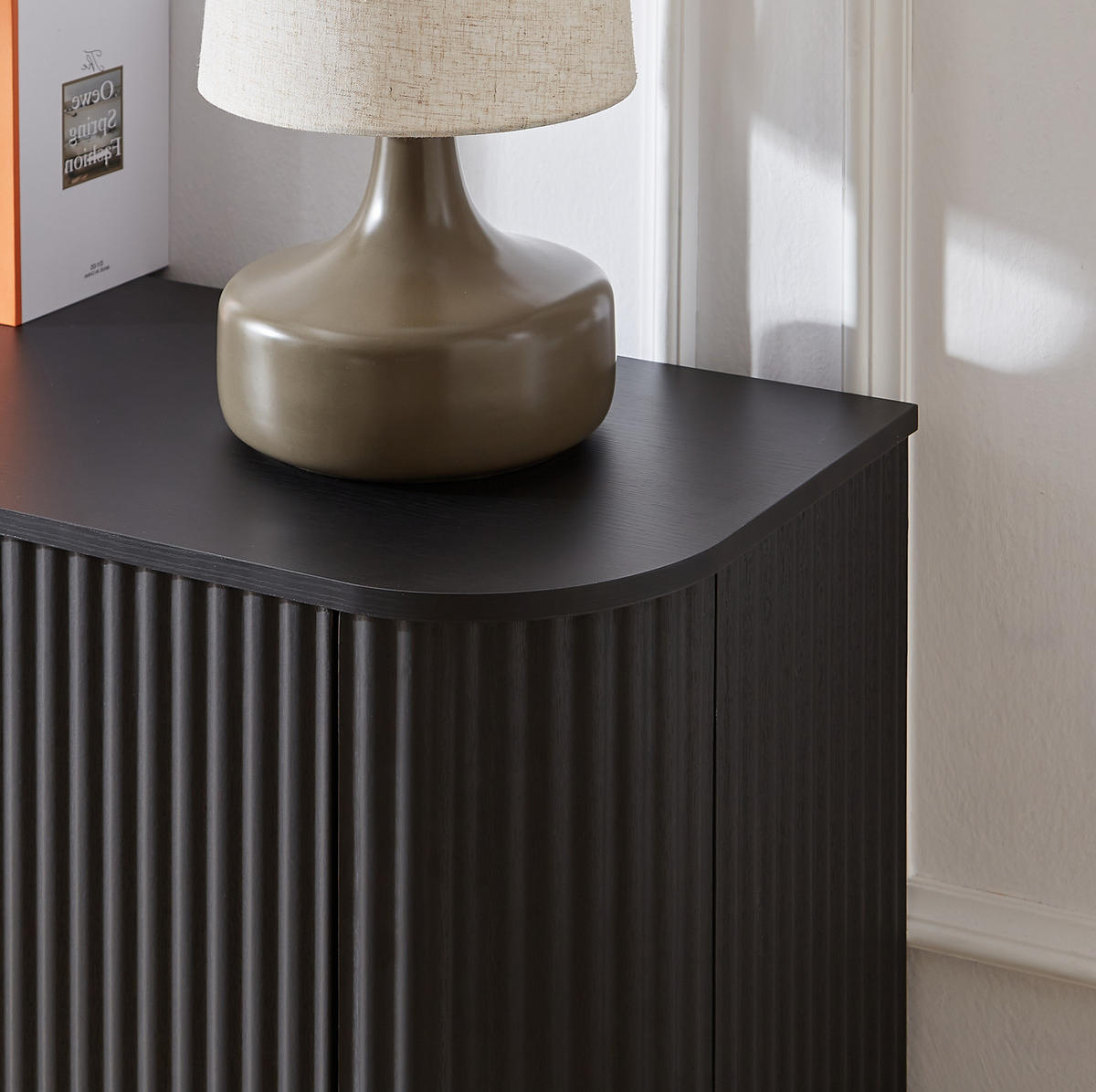 SIDEBOARD 162.5/38/61 cm Schwarz aus MDF mit Wellenmuster - Schwarz, Metall (38/61/162.5cm) - OKMYHOME