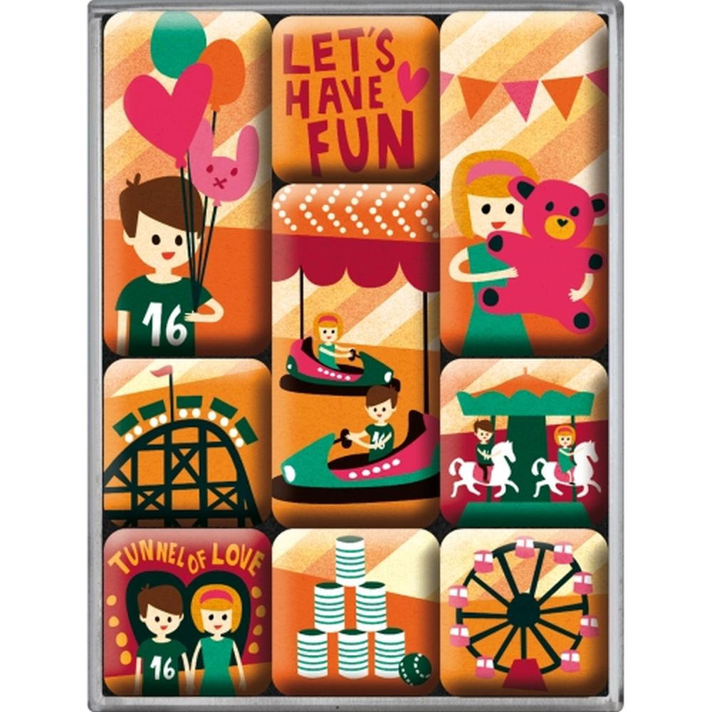 MAGNETSET 9-teilig Let's have fun - Multicolor, Metall (7/9/2cm) - Nostalgic-Art