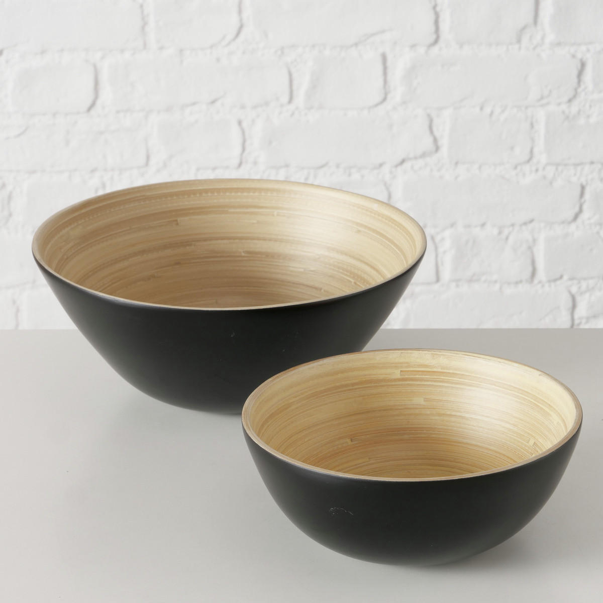 SCHÜSSELN Bambo Ø 7-10 cm 2er-Set - Schwarz, Naturmaterialien (25cm) - Boltze Home