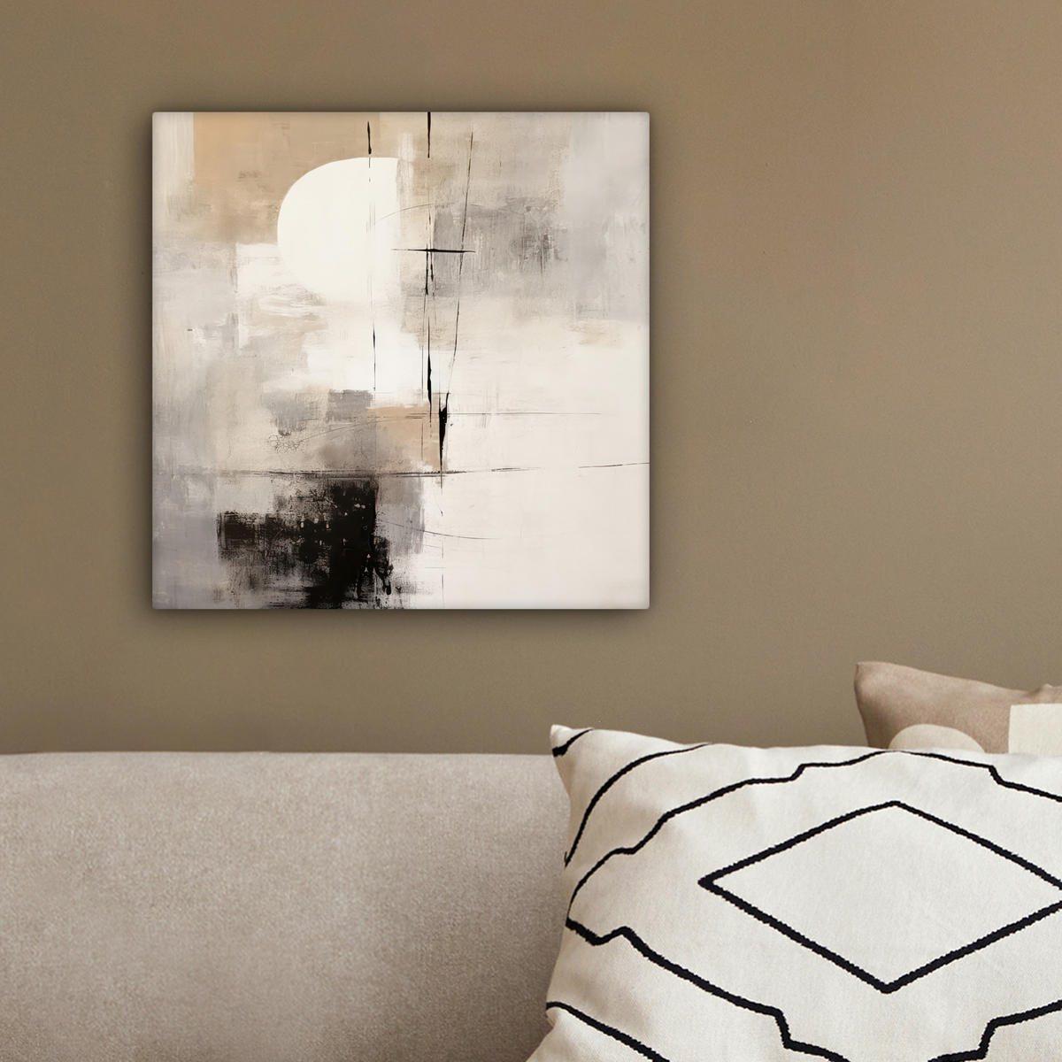 LEINWANDBILD Abstrakt - Kunst - Grau 20x20 cm - Hellgrau, Textil (20/20cm) - MuchoWow