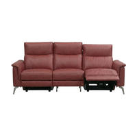 3-SITZER Sofa Borea Echtleder mit 1 x Relaxfunktion Rot - Rot, Leder/Metall (220/102/98cm)
