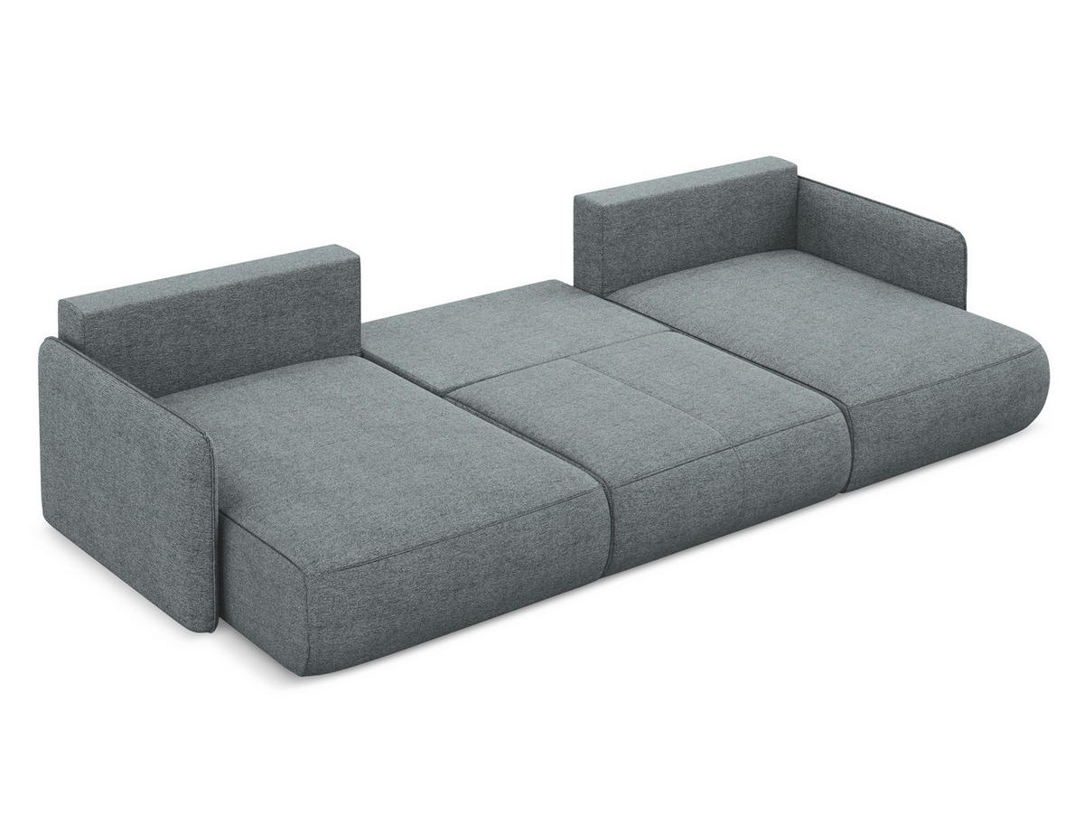 WOHNLANDSCHAFT Chenille Stoff Blau - Blau/Blaugrau, Kunststoff/Textil (290/86/148cm) - Makamii