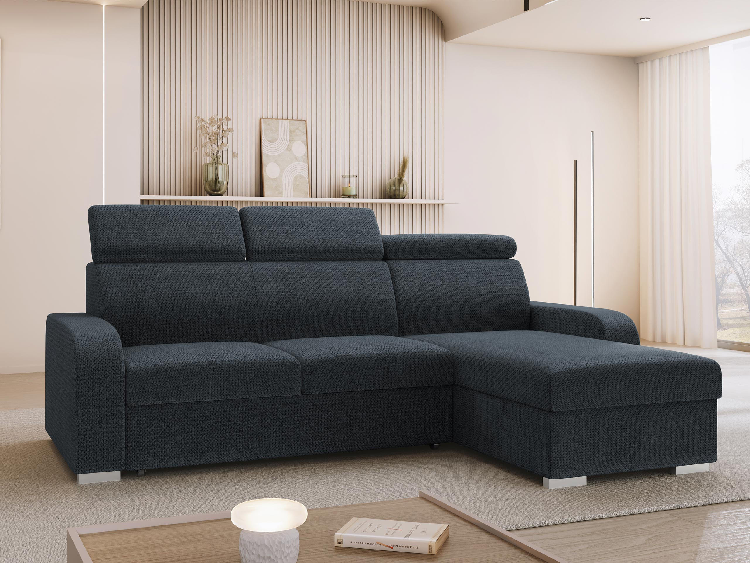 Thumbnail - Mirjan24 Ecksofa, Blaugrau, Textil, Kiefer, 5-Sitzer, L-Form,L-Form, 235x170 cm, Wohnzimmer, Sofas & Couches, Wohnlandsc...