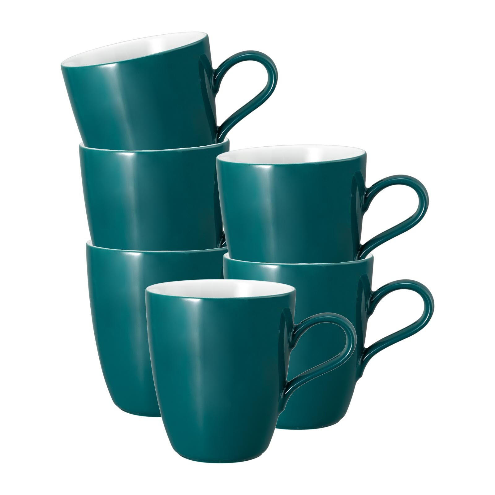 HENKELBECHER Life Fashion Trendy Petrol 400 ml 6er Set - Petrol, Keramik (0.4L) - Seltmann Weiden