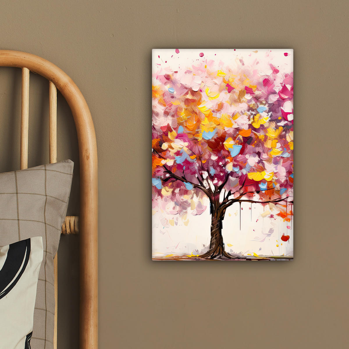 LEINWANDBILD Aquarell - Baum - Kunst - Abstrakt 20x30 cm - Multicolor, Textil (20/30cm) - MuchoWow