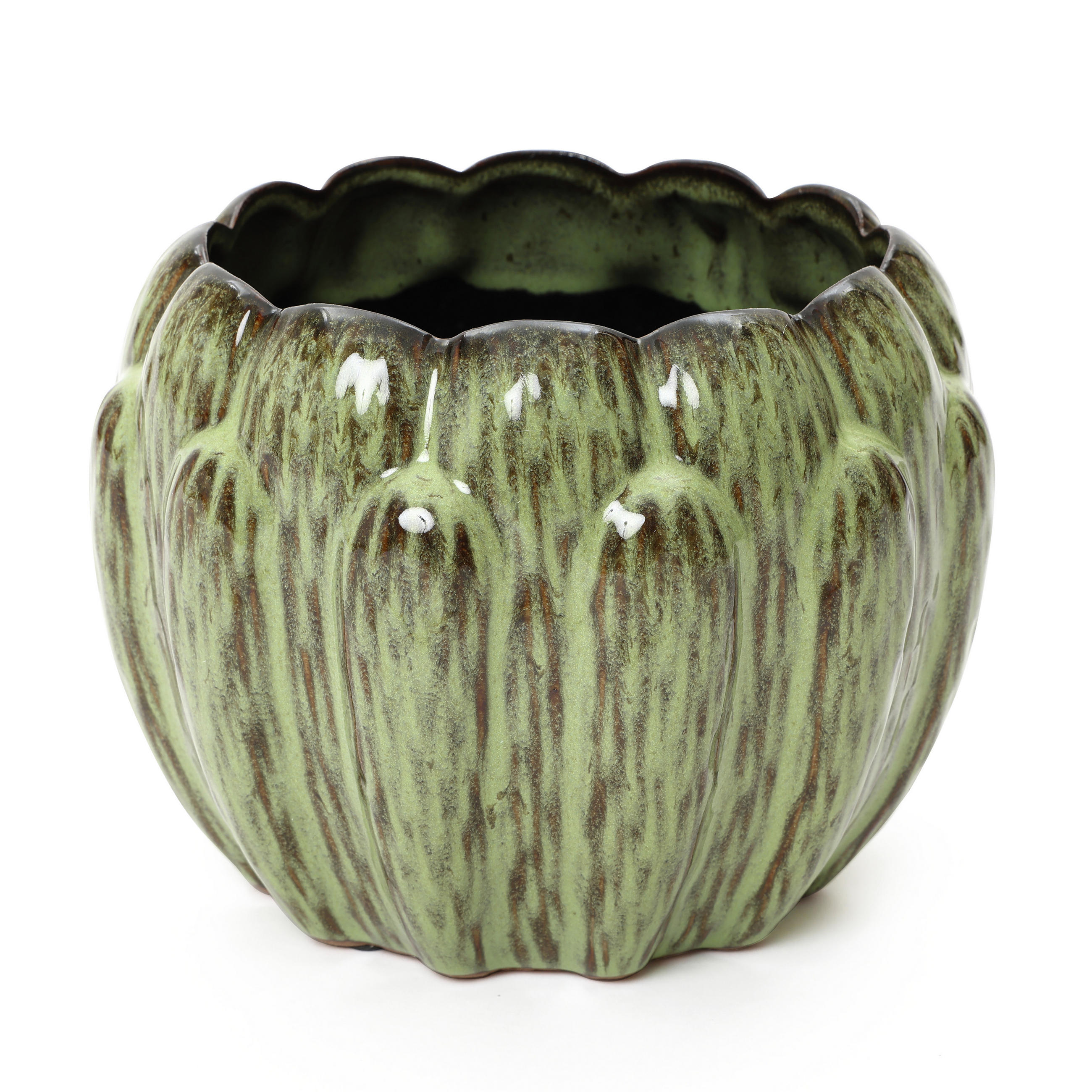 KERAMIK-BLUMENTOPF rund, grün, Ø 24 × H 18 cm - Smaragdgrün, Keramik (17.5cm)