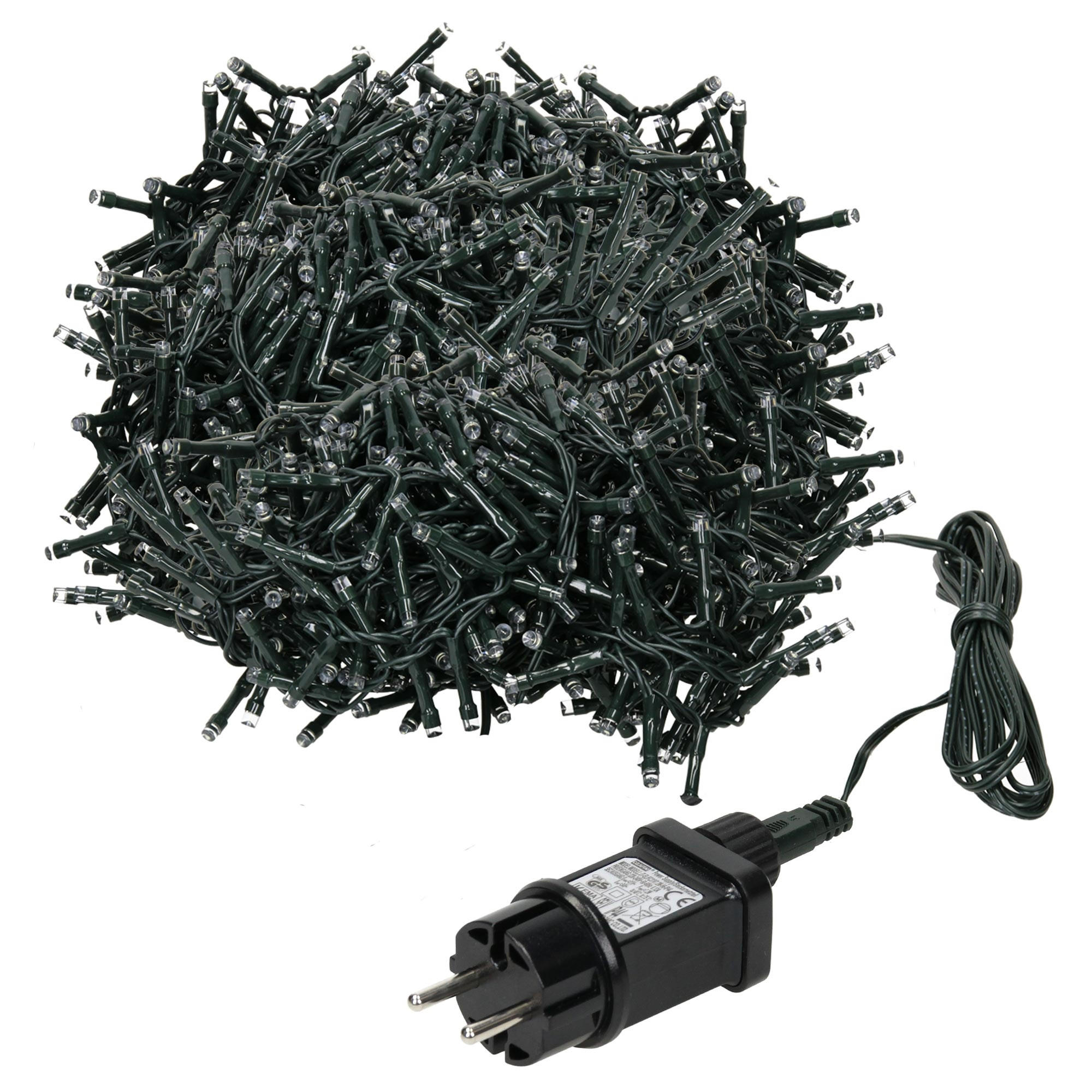 LED LICHTERKETTE Cluster Außen Innen 15 m Weihnachtsbeleuchtung 750 LED Warmweiß - Schwarz, Kunststoff (1800cm) - ECD-Germany