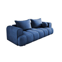 SOFA COCO SCHLAFSOFA mit Bettfunktion, CLOUD Stoffbezug, 2-Sitzer, freistehend, Größe: 250x105x90 cm, Blau - Blau, Holz/Textil (250/90/105cm) - DomoHome