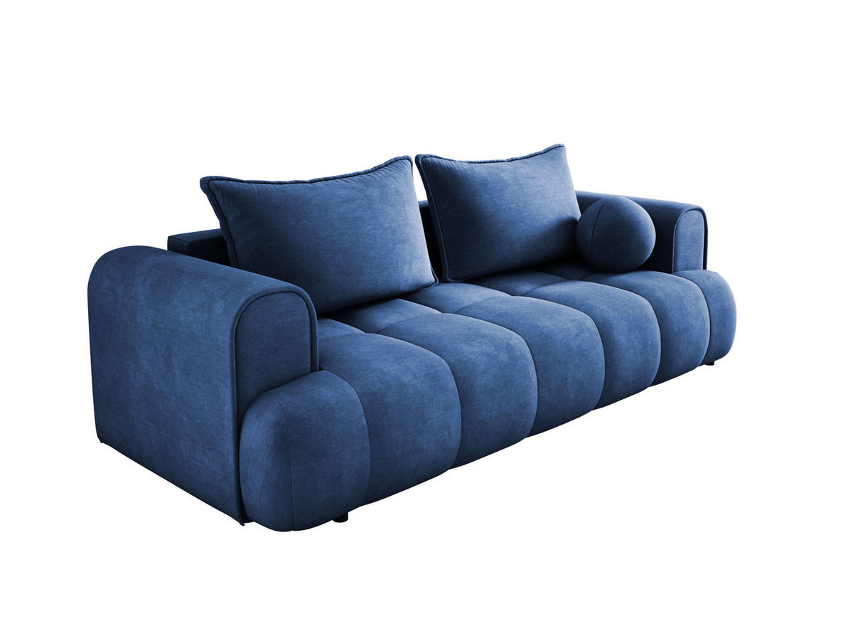 SOFA COCO SCHLAFSOFA mit Bettfunktion, CLOUD Stoffbezug, 2-Sitzer, freistehend, Größe: 250x105x90 cm, Blau - Blau, Holz/Textil (250/90/105cm) - DomoHome