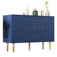 SIDEBOARD aus Spanplatte und Metall 40x120x83 cm Marineblau mit 3 Schubladen und verstellbarem Fachboden - Dunkelblau, Metall (120/83/40cm) - IVMEU