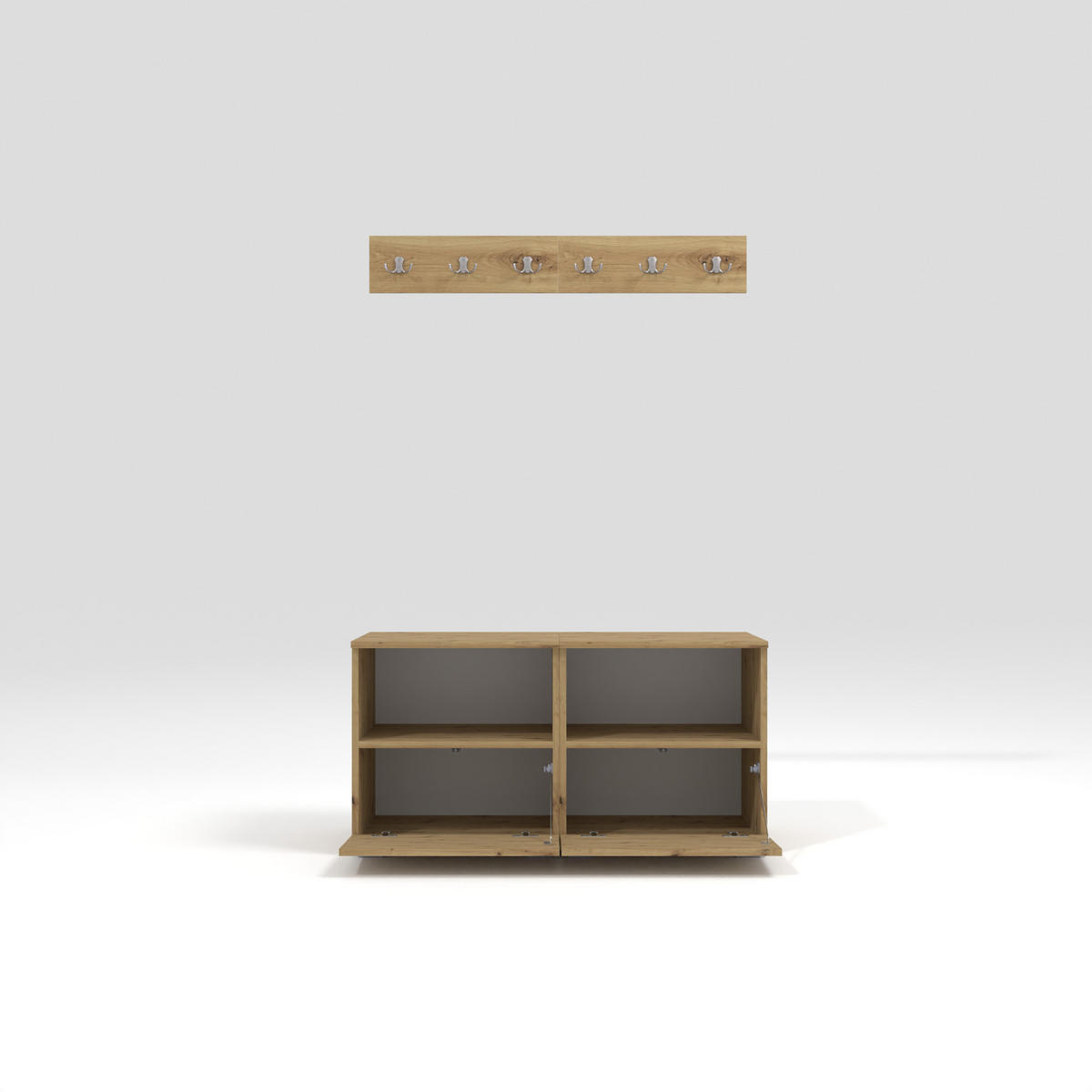GEPOLSTERT Garderoben-Set Nela III LUX (Farbe Eiche Artisan + Stoff Trinity 16) - Silberfarben/Schwarz, Holz/Holzwerkstoff (100/187/40cm) - Ravio