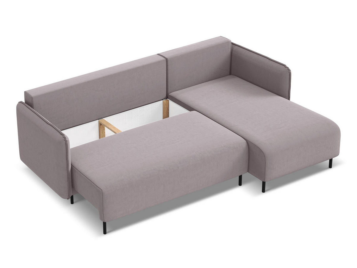 ECKSOFA mit Schlaffunktion Samt Stoff Violett - Lila/Flieder, Holz/Textil (236/162cm) - Makamii