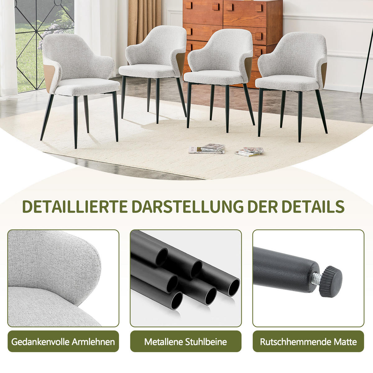 ARMLEHNSTUHL-SET DE-36719 2 Stück mit verstärkten Metallbeinen Braun - Braun, Metall (56.5/83/53cm) - ComfortXL