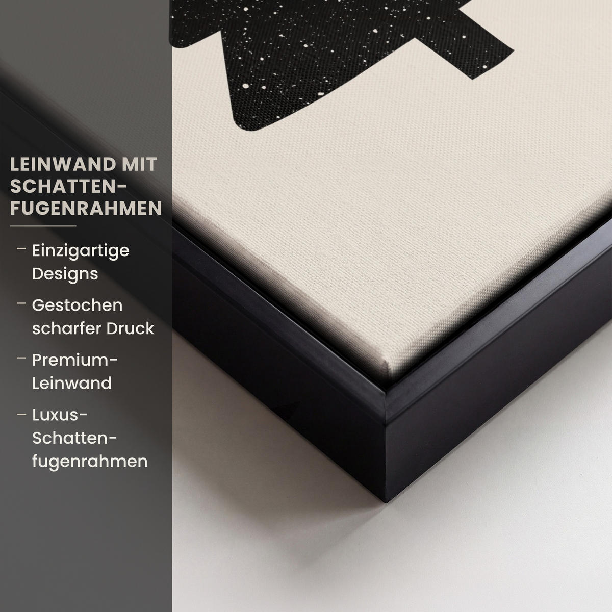 LEINWAND Bilder mit Rahmen - Weihnachtsbaum - Schwarz - Urlaub - Beige - 20x30 - Schwarz, Textil (20/30cm) - MuchoWow