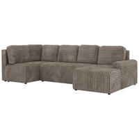 SEDACÍ SOUPRAVA NESSARO COR U Světle hnědá Manšestr - Vlevo - černá/světle hnědá, textil/plast (307/92/151cm) - MKS