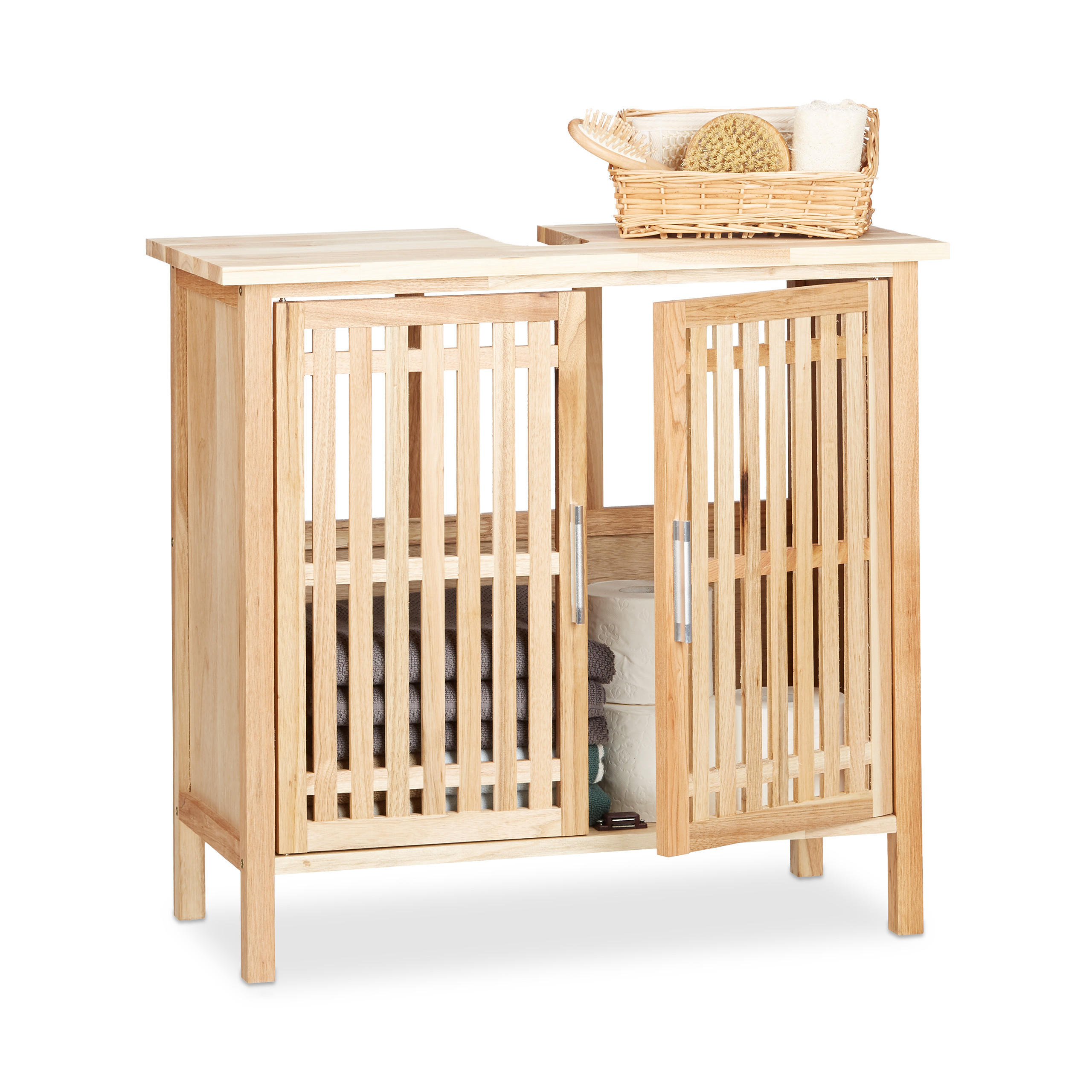 WASCHBECKENUNTERSCHRANK - Hellbraun, Holz (66/61.5/29cm) - Relaxdays