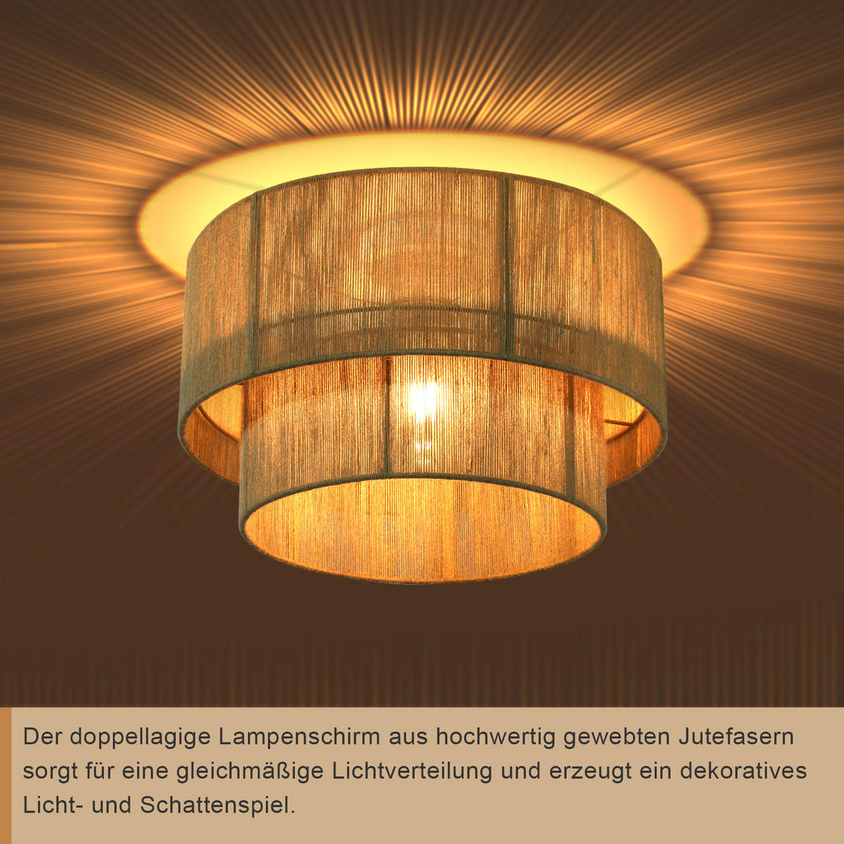 DECKENLEUCHTE Clemens Ⅲ 40/40/28 cm - Braun, Metall (40/40/28cm) - Nettlife