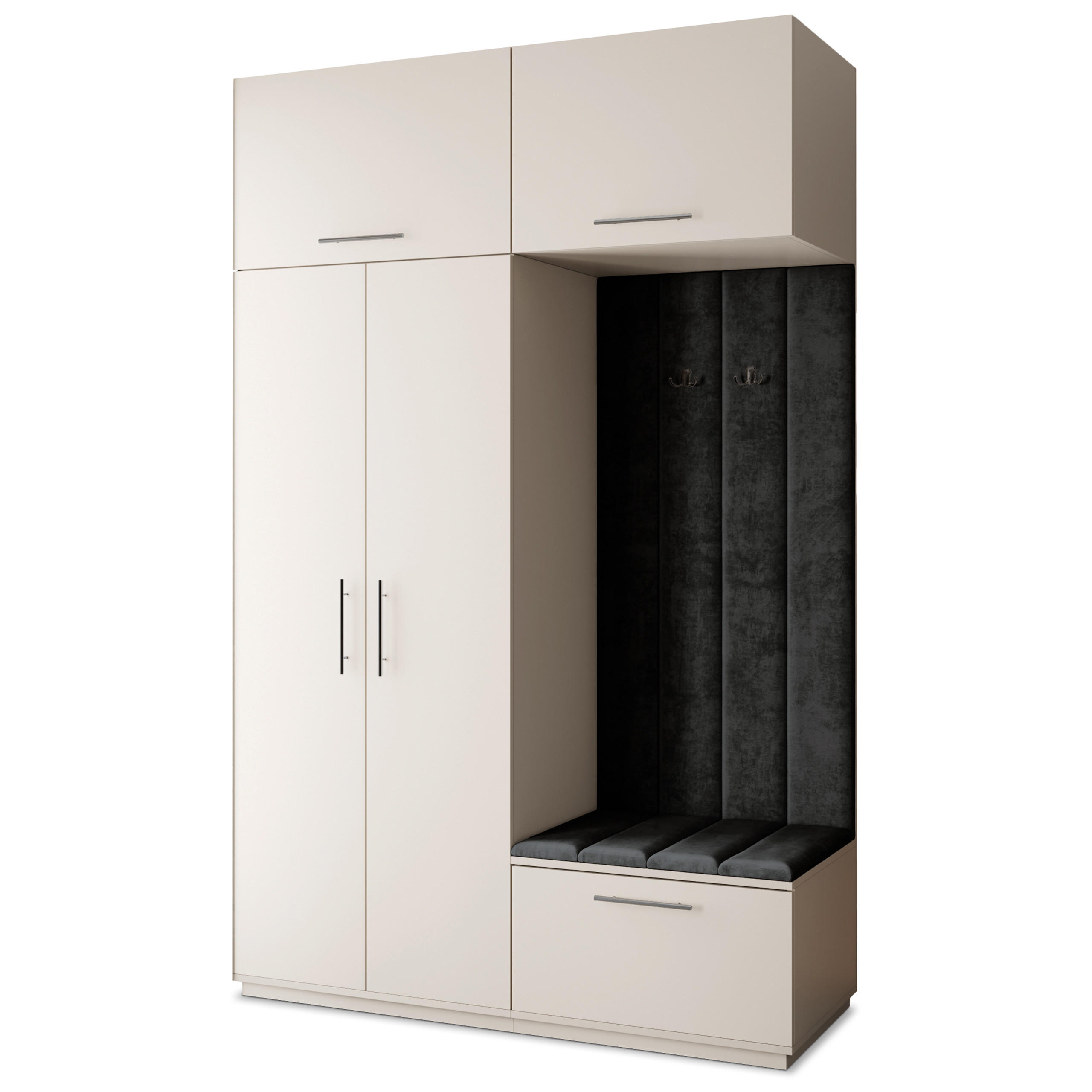 Masseno Garderobenschrank Kaschmir, Schwarz 150x240x60 cm
