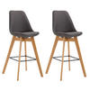BARHOCKER 2er Set Stoff dunkelgrau - Eukalyptusholzfarben/Dunkelgrau, Holz/Textil (48/112/56cm) - CLP