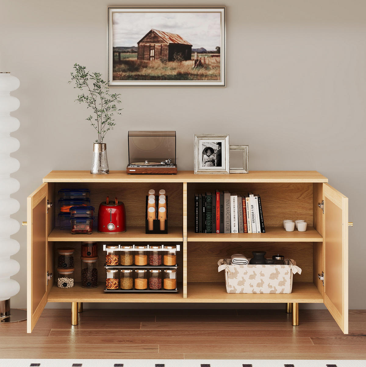 SIDEBOARD 120/40/63 cm aus MDF mit Rattangeflecht Natur - Naturfarben, Holzwerkstoff (120/63/40cm) - Modenvie